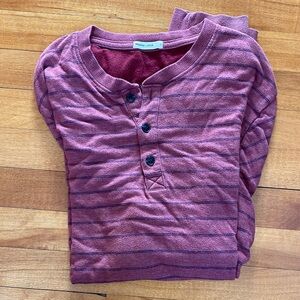 Marine Layer Long Sleeve Henley - Plum and Navy Stripes